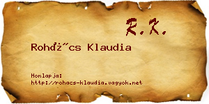 Rohács Klaudia névjegykártya